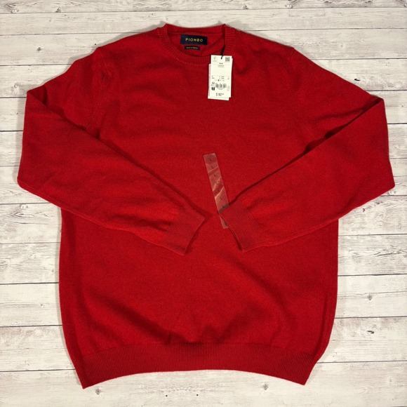 PIOMBO Lambswool Sweater Mens Large Red Crew Neck Knit Pullover NWT OVS